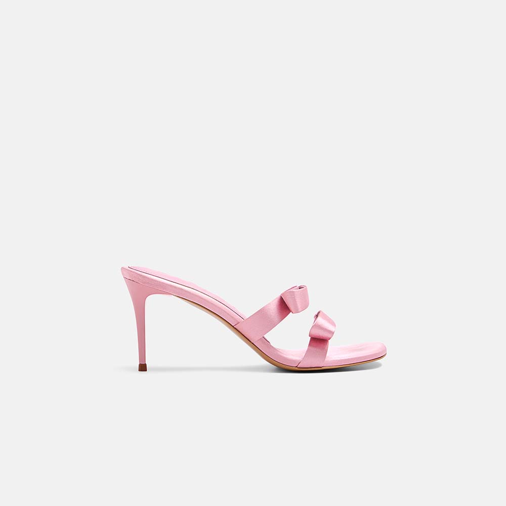 `Side view of DUHA Chic Mule Candy Pink — Italian designer heeled slide