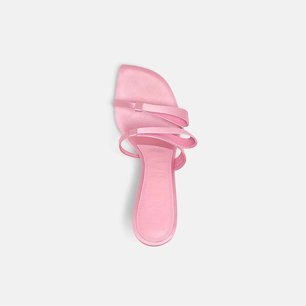 DUHA Chic Mule in Candy Pink — sculptural heeled mule handcrafted in Italy