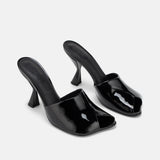 DUHA Ayn black nappa leather heeled mule pair — SS26 City Oasis collection