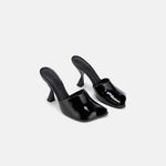 DUHA Ayn black nappa leather heeled mule pair — SS26 City Oasis collection