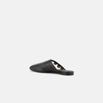 Back view of DUHA Beya Lira black flat mule showing pleated upper detail