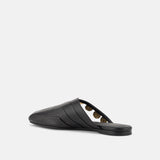 Back view of DUHA Beya Lira black flat mule showing pleated upper detail