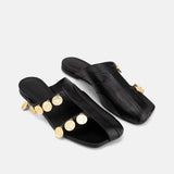 DUHA Beya Lira black coin flat mule pair — SS26 City Oasis collection