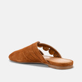 Back view of DUHA Beya Lira caramel mule showing pleated crossover strap