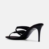 Back view of DUHA Chic Mule Black Night showing sculptural  heel — Made in Italy