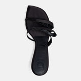 DUHA Chic Mule in Black Night — sculptural heeled mule  handcrafted in Italy