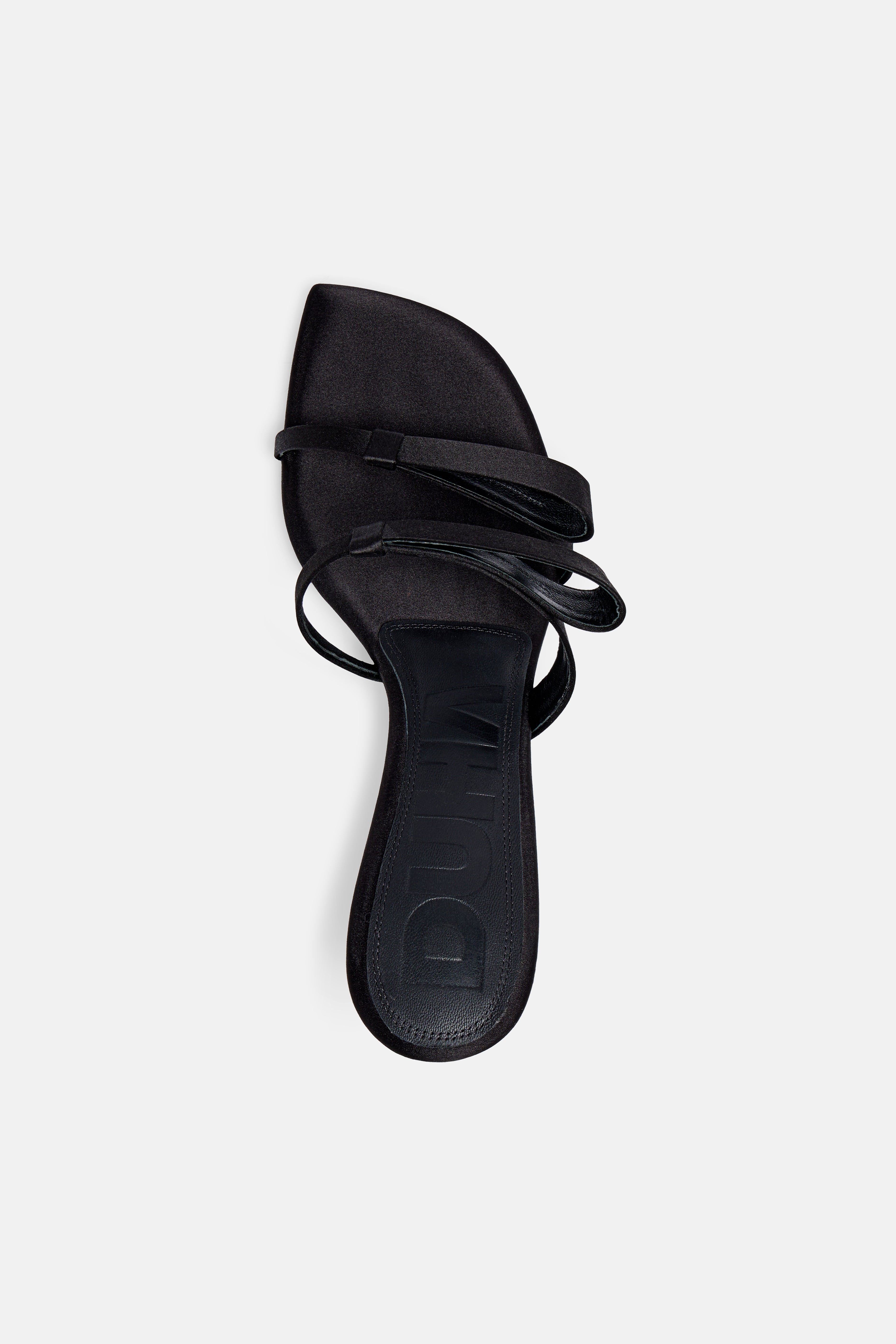 DUHA Chic Mule in Black Night — sculptural heeled mule  handcrafted in Italy