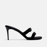 Side view of DUHA Chic Mule Black Night — Italian designer  heeled slide