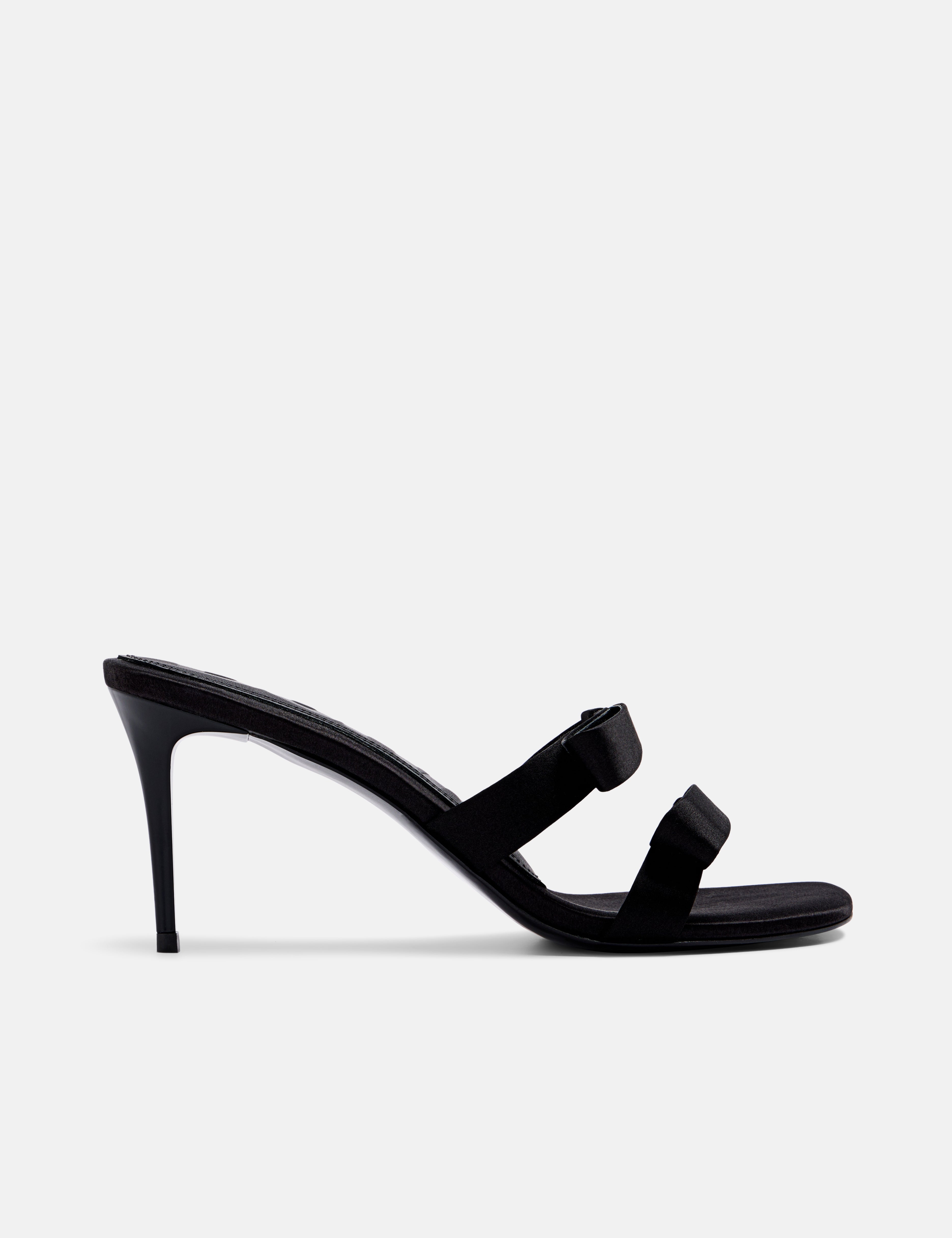 Side view of DUHA Chic Mule Black Night — Italian designer  heeled slide