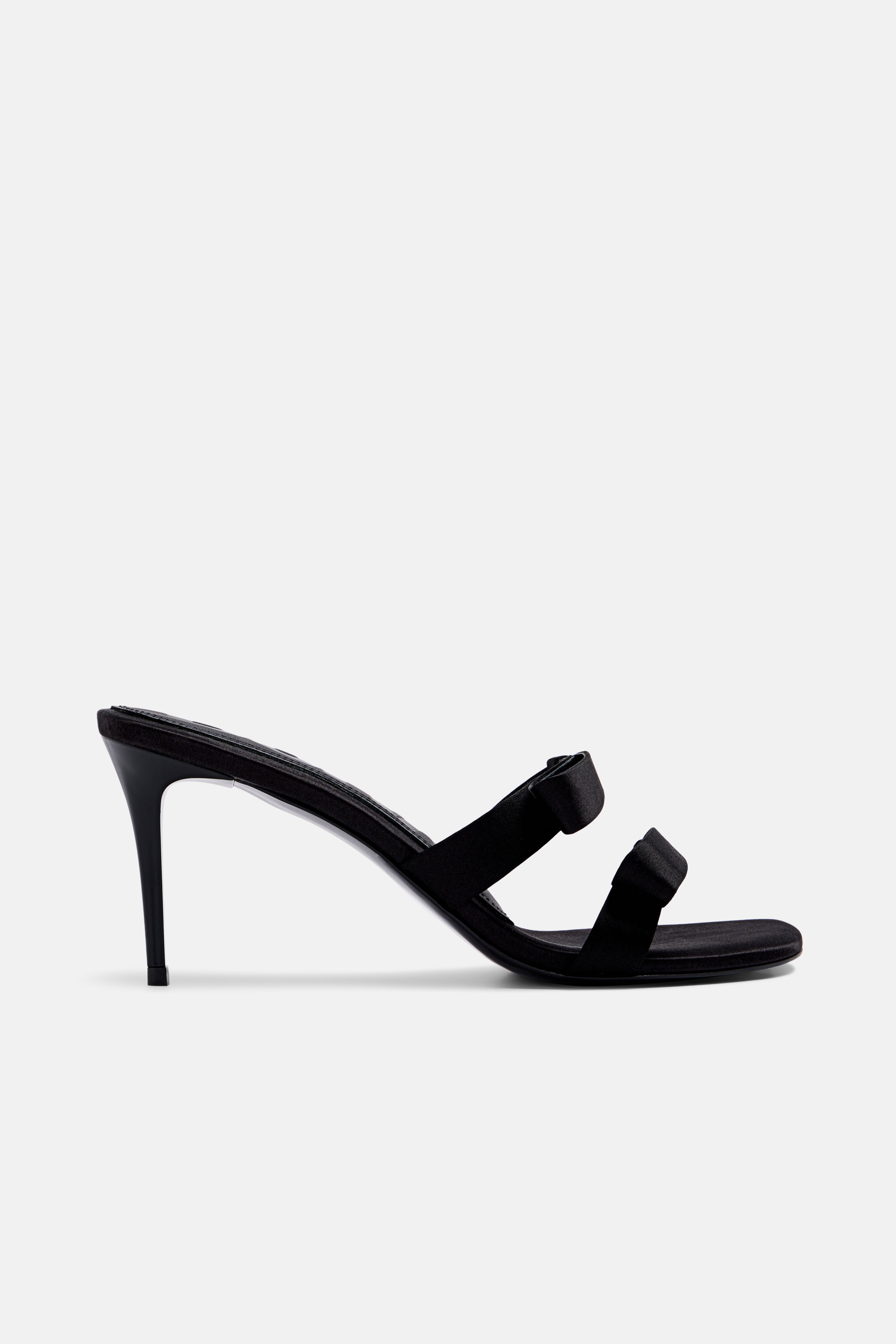 Side view of DUHA Chic Mule Black Night — Italian designer  heeled slide
