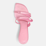 DUHA Chic Mule in Candy Pink — sculptural heeled mule handcrafted in Italy