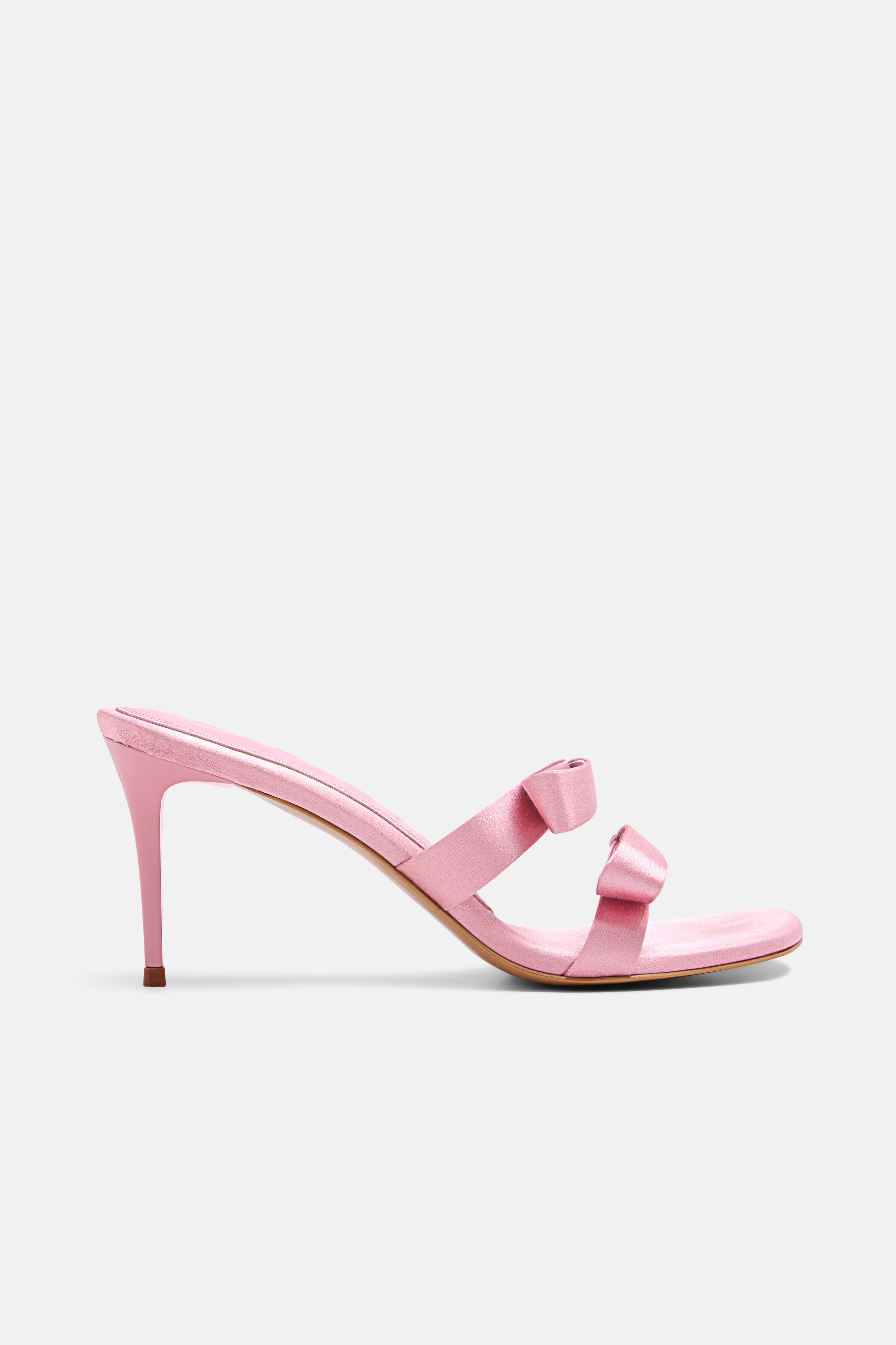 `Side view of DUHA Chic Mule Candy Pink — Italian designer heeled slide