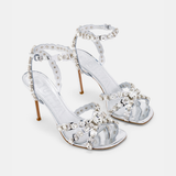 DUHA Cinderella transparent crystal stiletto sandal pair — SS26 City Oasis collection
