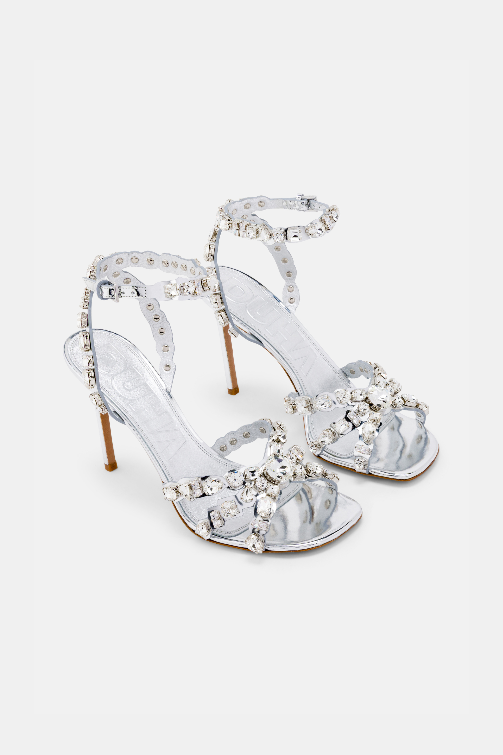 DUHA Cinderella transparent crystal stiletto sandal pair — SS26 City Oasis collection