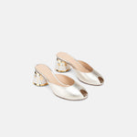 DUHA Finja platinum nappa hand-painted heel mule pair — SS26 City Oasis collection