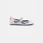 Side view of DUHA Koko Strap white strappy heeled sandal — Made in Italy
