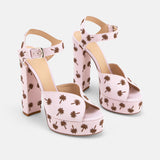 DUHA Palmdance pink embroidered canvas platform sandal pair — SS26 City Oasis collection