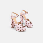 DUHA Palmdance pink embroidered canvas platform sandal pair — SS26 City Oasis collection