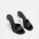 DUHA Palmira Mule black nappa leather pair — SS26 City Oasis collection