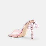 Back view of DUHA Palmira Mule candy pink showing metallic palm tree heel