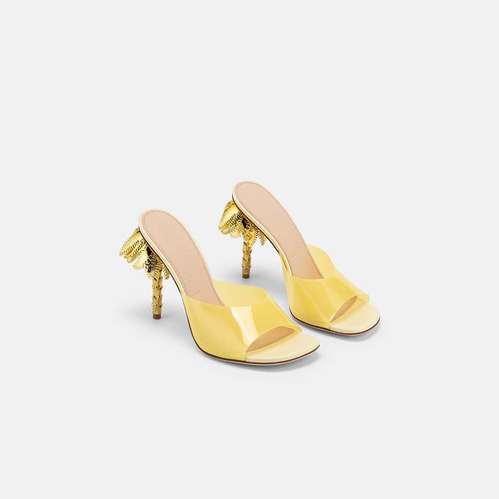 DUHA Palmira Mule light yellow patent pair — SS26 City Oasis collection