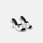 DUHA Palmira Mule silver nappa leather pair — SS26 City Oasis collection