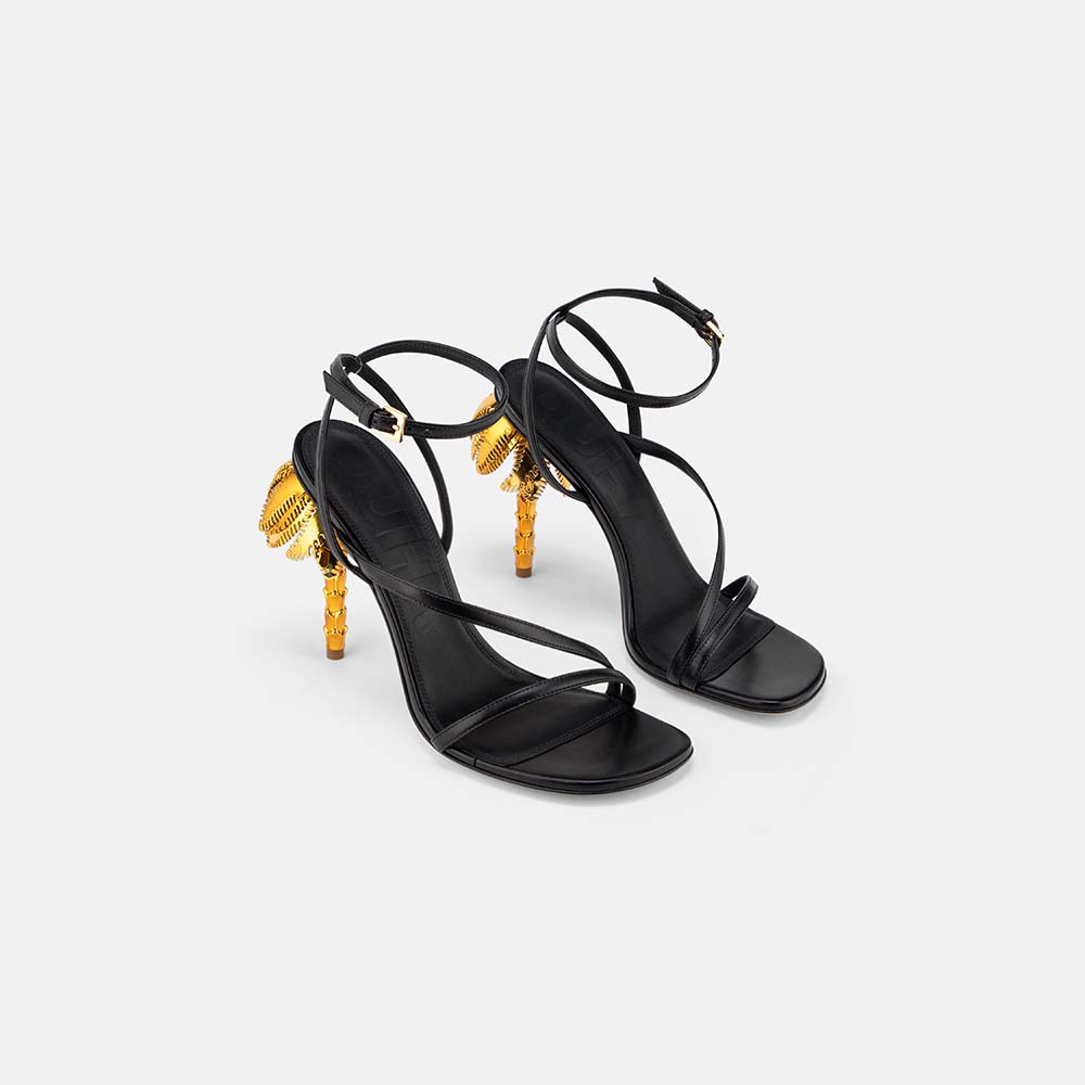 DUHA Palmira Sandal black leather pair — SS26 City Oasis collection