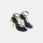 DUHA Palmira Sandal black leather pair — SS26 City Oasis collection