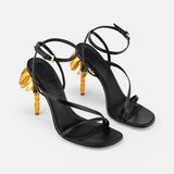 DUHA Palmira Sandal black leather pair — SS26 City Oasis collection